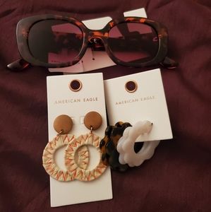 American Eagle sunglasses and earrings bundle